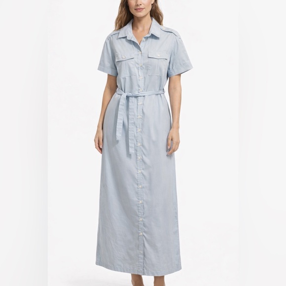Tilley Dresses & Skirts - Vintage Tilley Endurables Light Blue Maxi Shirt Dress | Made in Canada | Belted